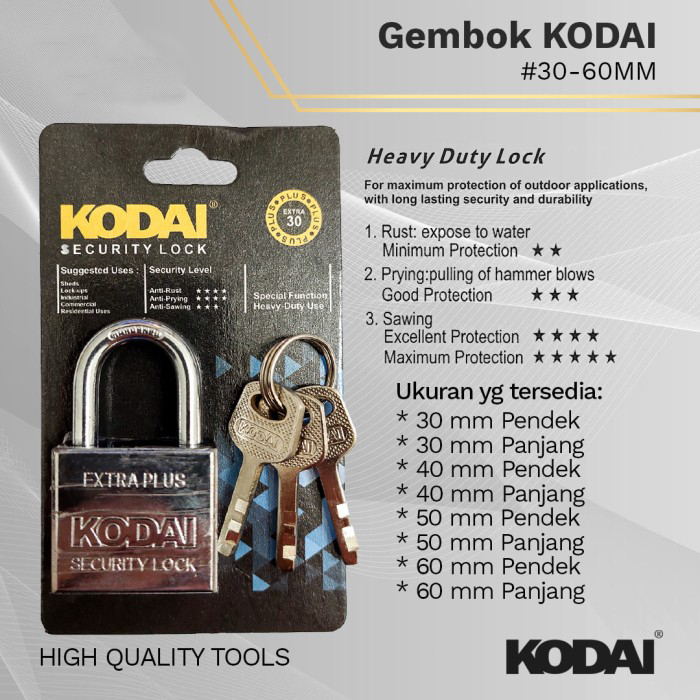 กุญแจขายปลีก KODAI / FURANO 30S / 30L / 40S / 40L / 50S / 50L / 60S / 60L