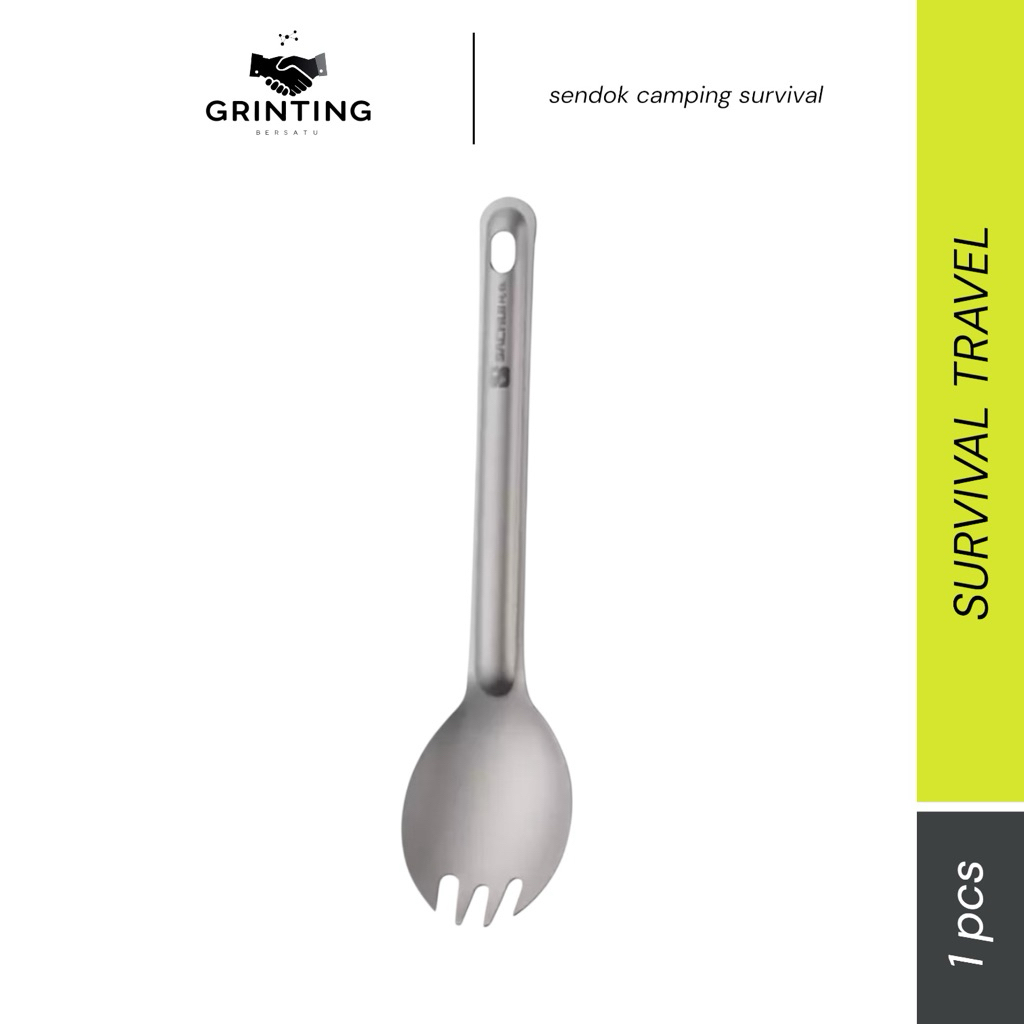 ช้อนตั้งแคมป์ไทเทเนียม / Spork Outdoor Camping Titanium Long Handle Cutlery - SC116 - ช้อนแคมป์ปิ้งส