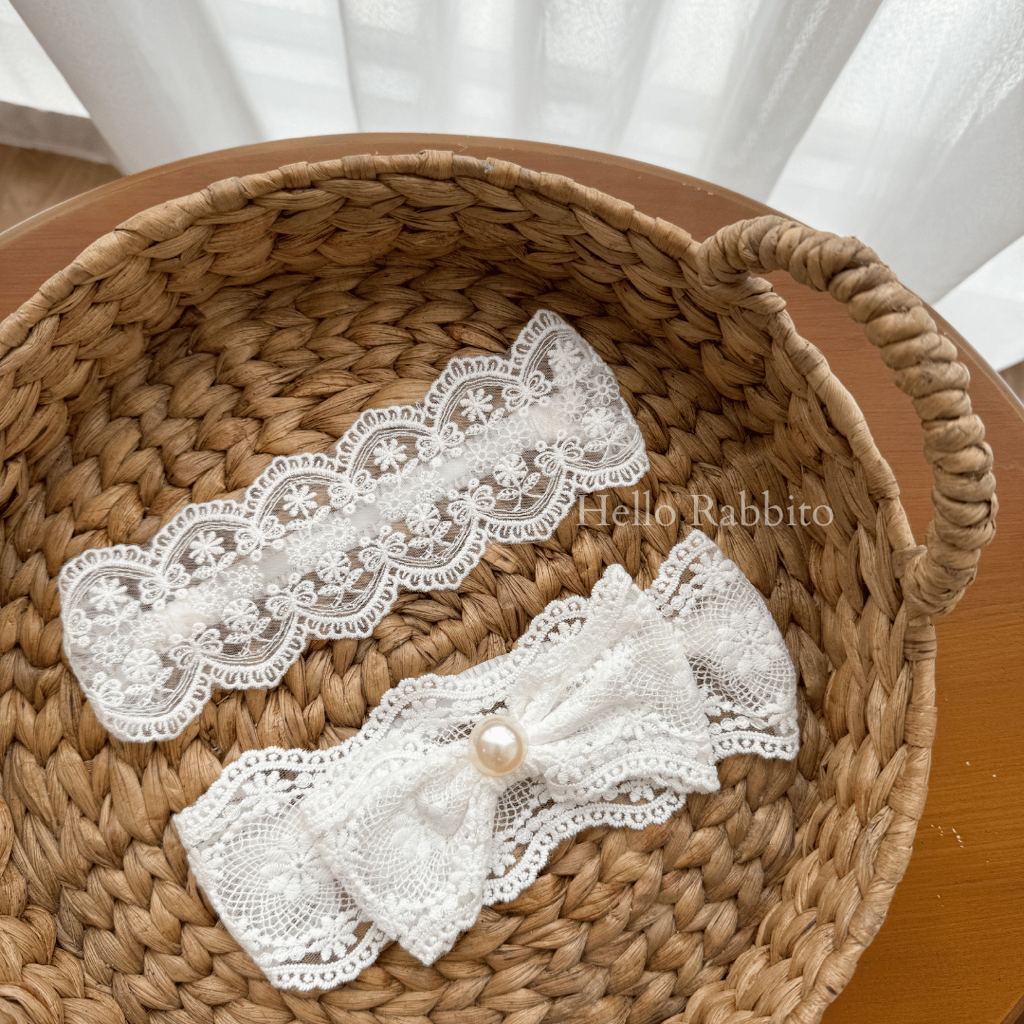 Hello Rabbito Elizabeth & Poppy Lace Headband / Baby Bandana / Baby Girl Bandana Lace Hair Band / Ba