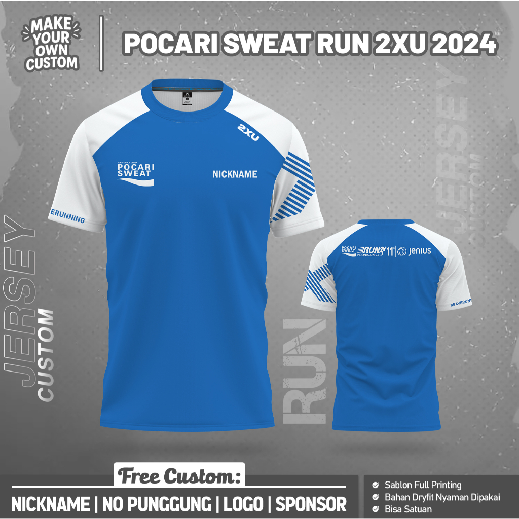 เสื้อเจอร์ซีย์ที่กําหนดเอง POCARI SWEAT RUN 2XU 2024 สีขาวสั้นฟรีโลโก้ชื่อที่กําหนดเองการพิมพ์เต็มรู