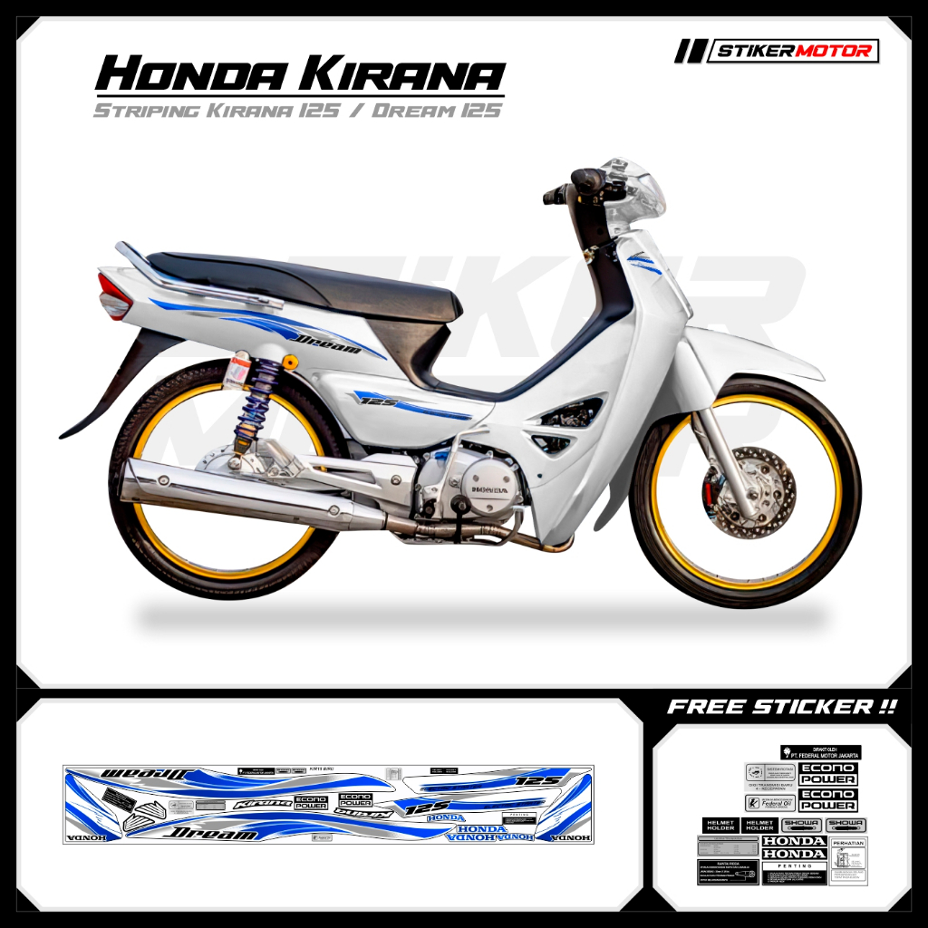 KIR18 Striping สติกเกอร์ Honda Kirana 125 Honda Dream 125 ncx Variation Mothai สติกเกอร์ Striker Str