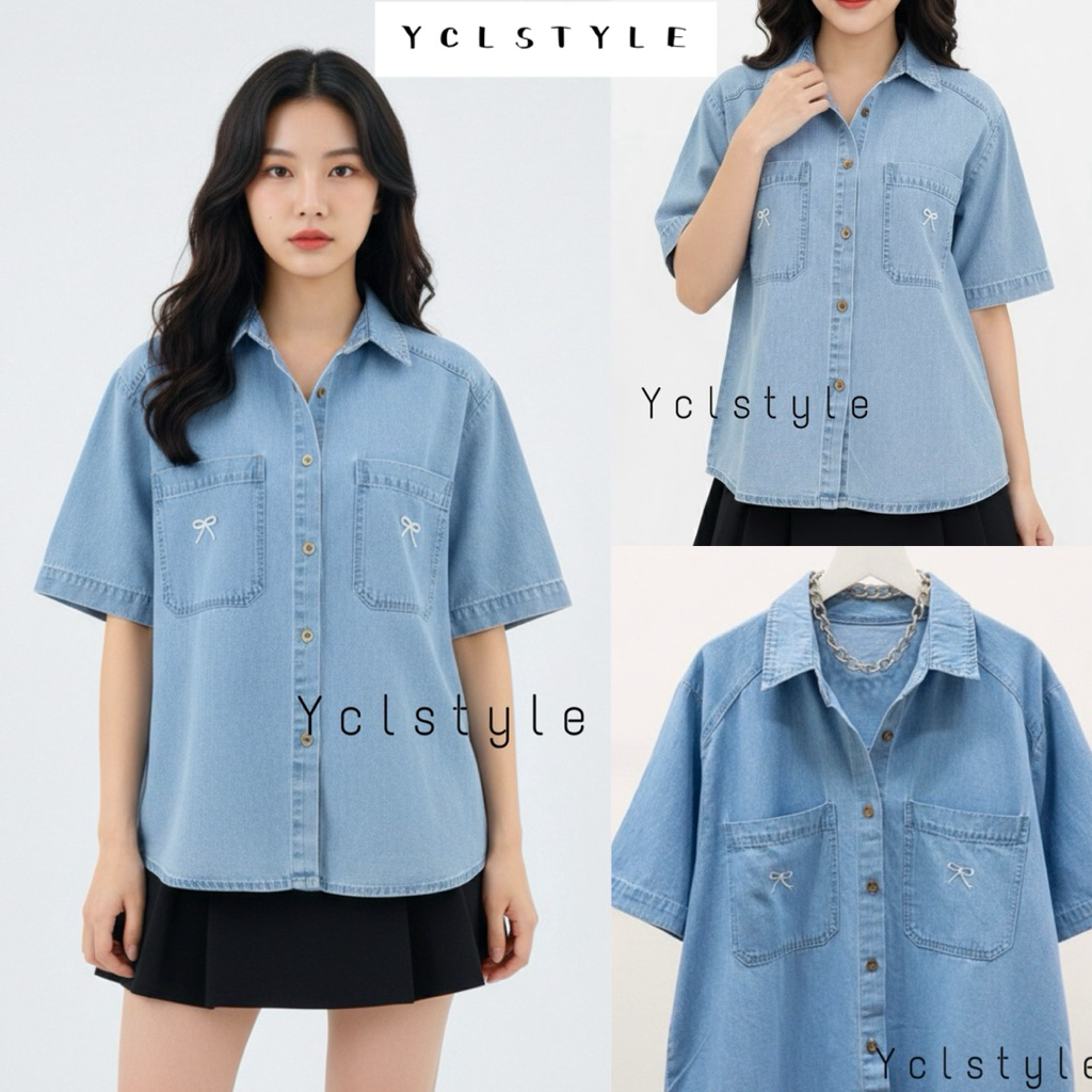 [ycl] เสื้อยีนส์ Moa - เสื้อแจ็คเก็ตยีนส์ผู้หญิง PREMIUM RIBBON EMBROIDERED
