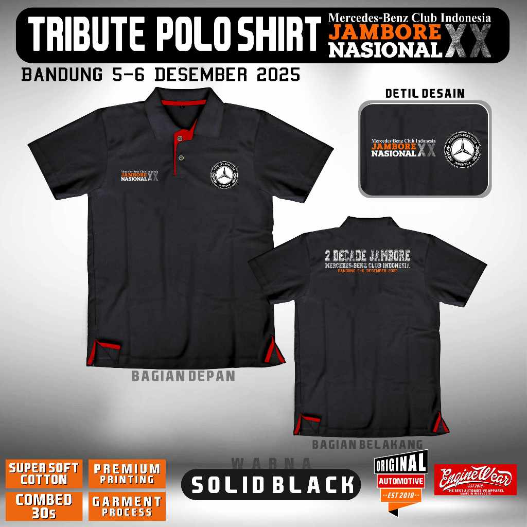 เสื้อโปโล mercedes benz jamnas XXbore แห่งชาติ 20 Bandung คอเสื้อ mercedes benz W123 W124 W202 W203 