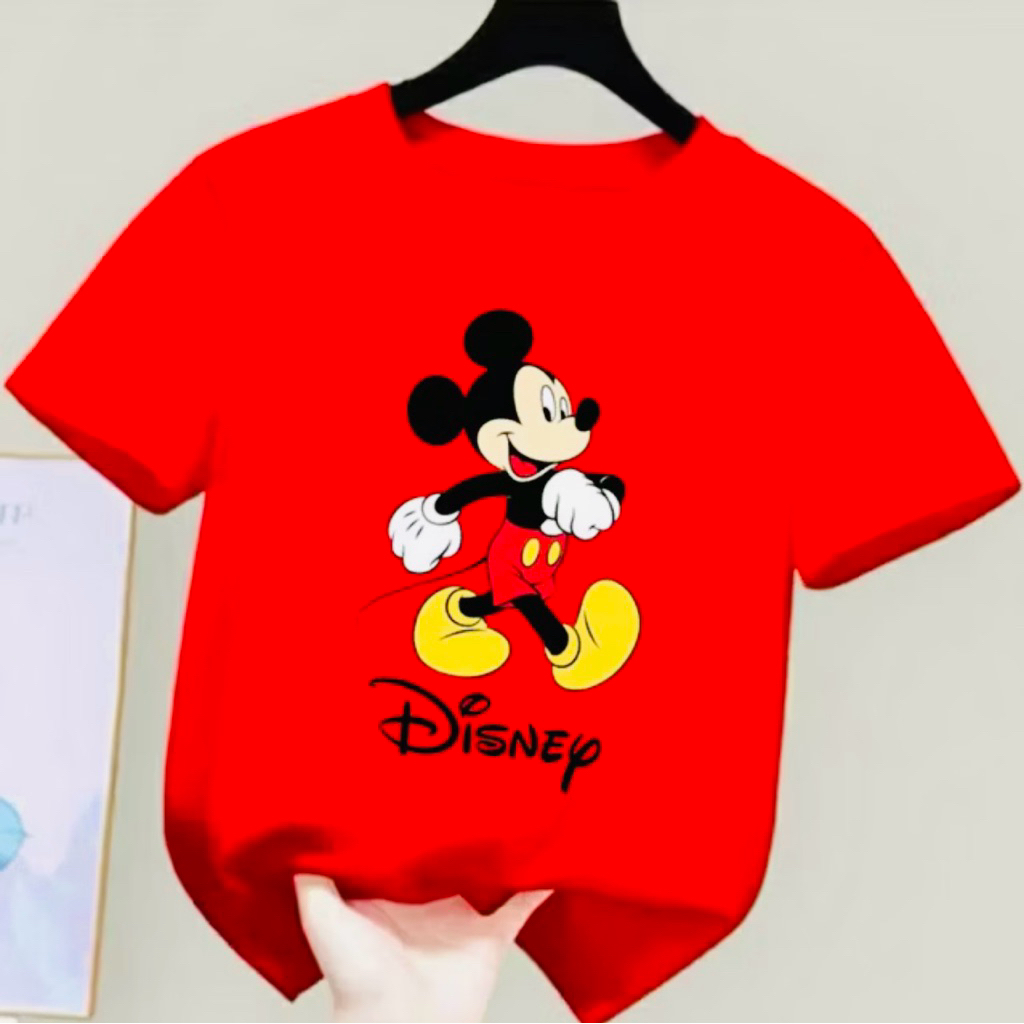 MERAH Disney Mickey Mouse Red Kids T-Shirt อายุ 2-16 ปี