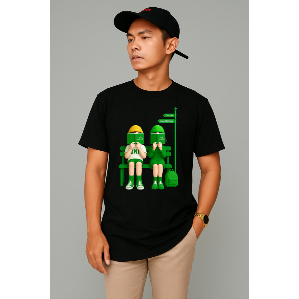 เสื้อยืดผู้ชายพรีเมี่ยมพร้อมหนังสือคู่ Motif 3D Animation Animation เสื้อยืดผู้ชาย Hc0838 By hans & 