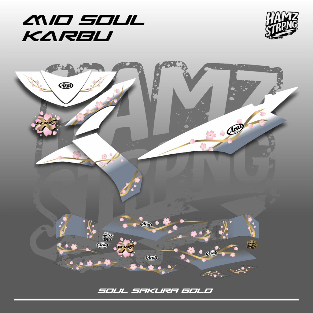 โปร่งใส Striping Mio Soul คาร์บูเรเตอร์ Sakura Arai VZ Ram Livery
