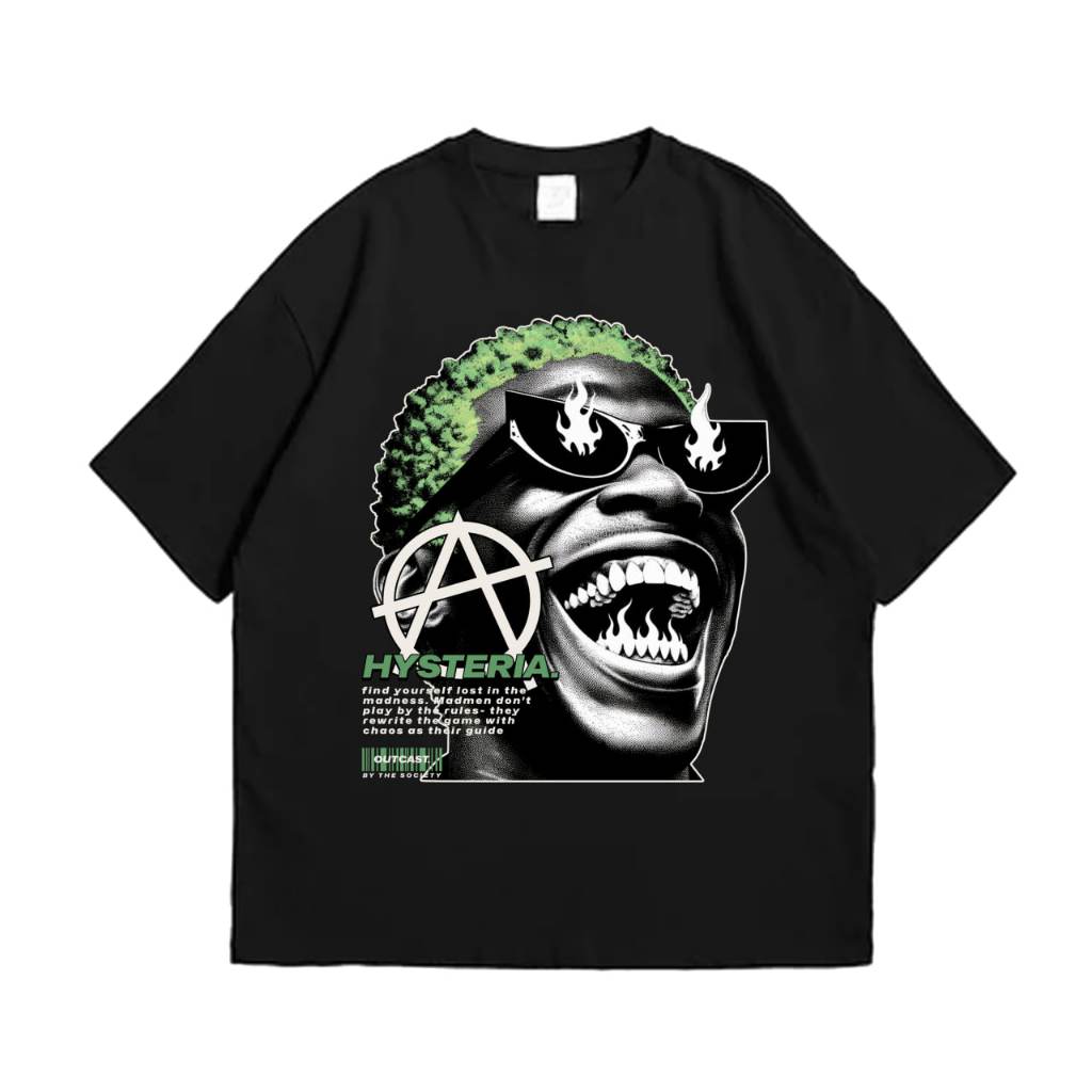 เสื้อยืด ZUARSY Oversize สีดํา HYSTERIA