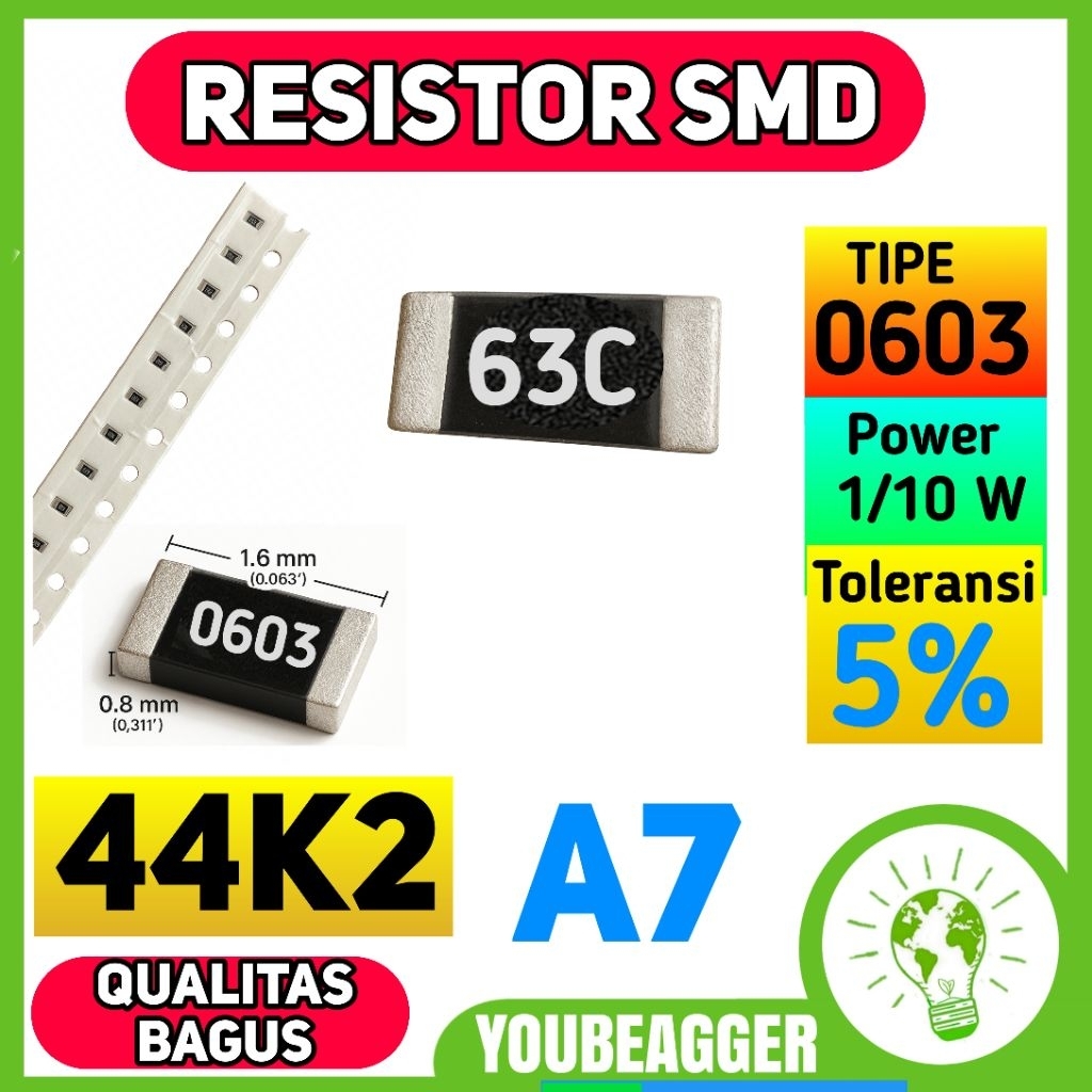 Smd 44K2 63C 0603 5% ตัวต้านทาน 1/10W