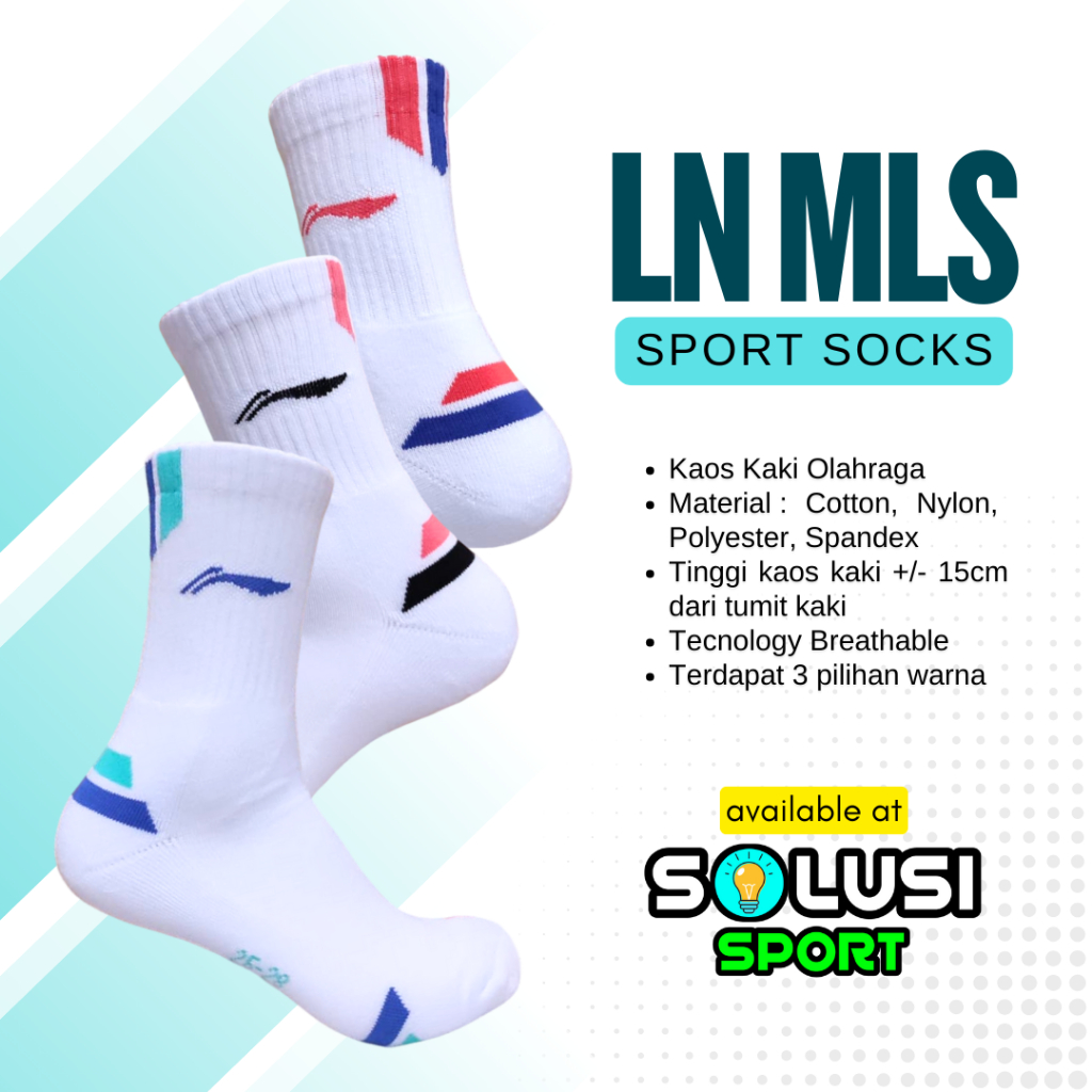 LN MLS บาสเกตบอลแบดมินตันเทนนิส Padel Pickleball กีฬาถุงเท้า 3/4 ปกติ