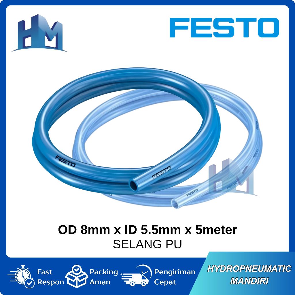 FESTO PU HOSE OD 8mm x ID 5.5mm x 5meter (PUN-H-8X1.25-BL)