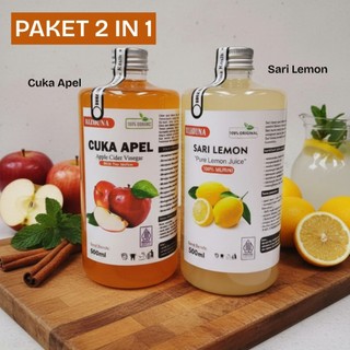 paket 2 in 1 cuka apel 500ml & sari lemon 500ml - RIZQUNA - paket hemat  - paket murah