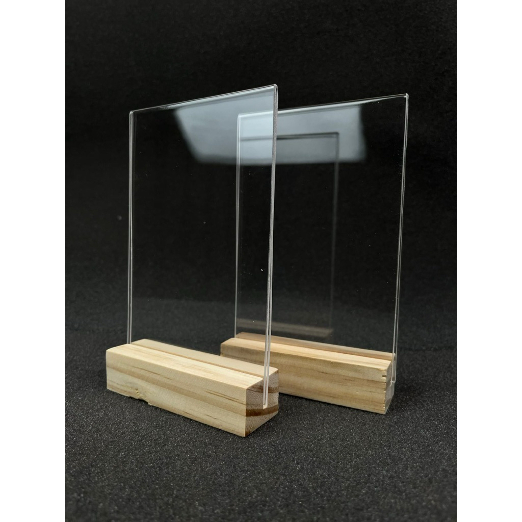 DUTCH TEAK ACRYLIC QRIS STAND A6 (2mm) / ที่วางท้าย / ขาตั้ง QRIS / ขาตั้งคอ (10.5x15x4)
