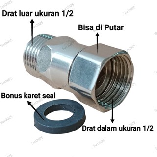 Dobel nepel ukuran 1/2 inch variasi drat luar dan dalam bisa di putar