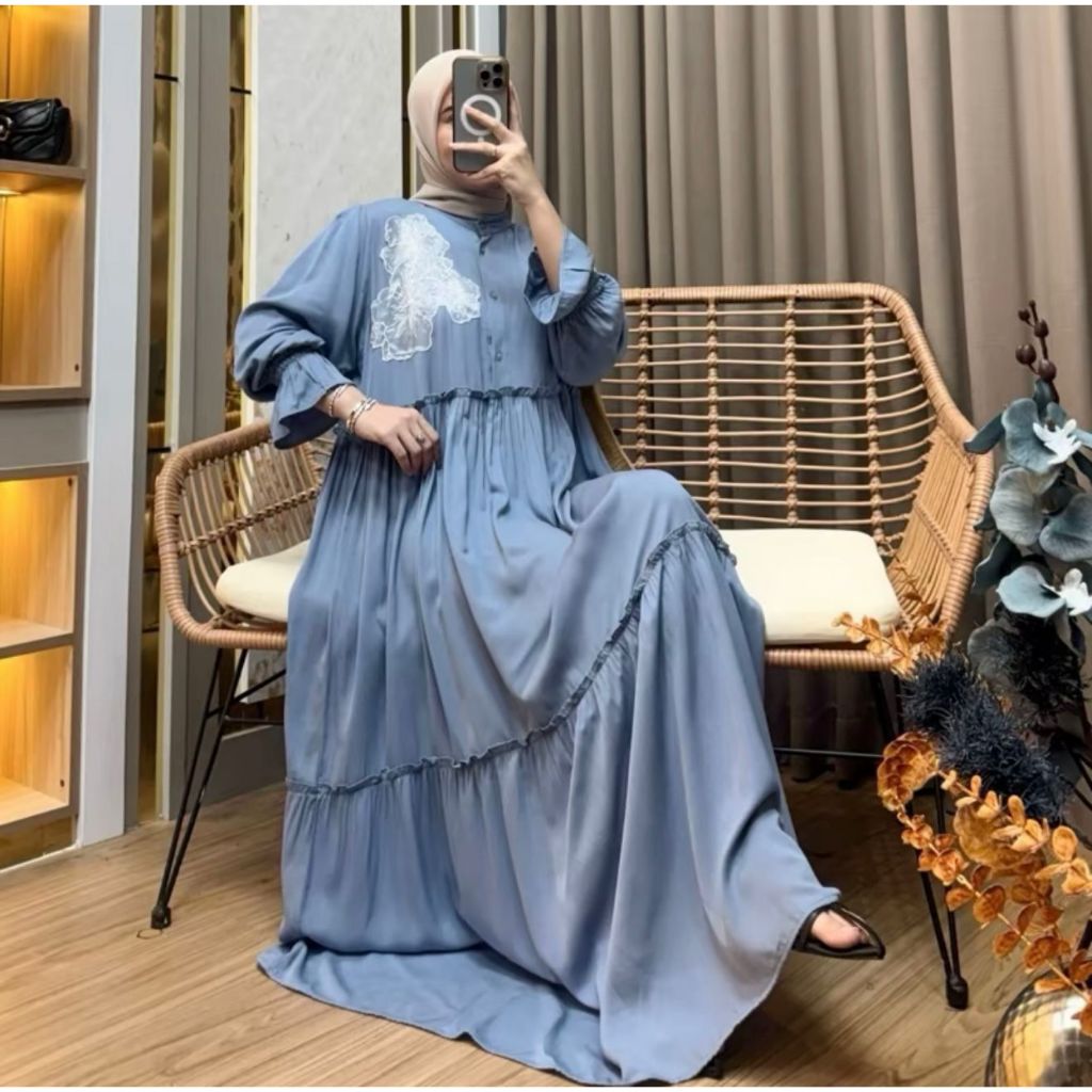 SHAKIRA GAMIS BLOOM RAYON TWILL ML XL STANDARD JUMBO BUSUI FRIENDLY // RAYON GAMIS // LATEST WOMENS 