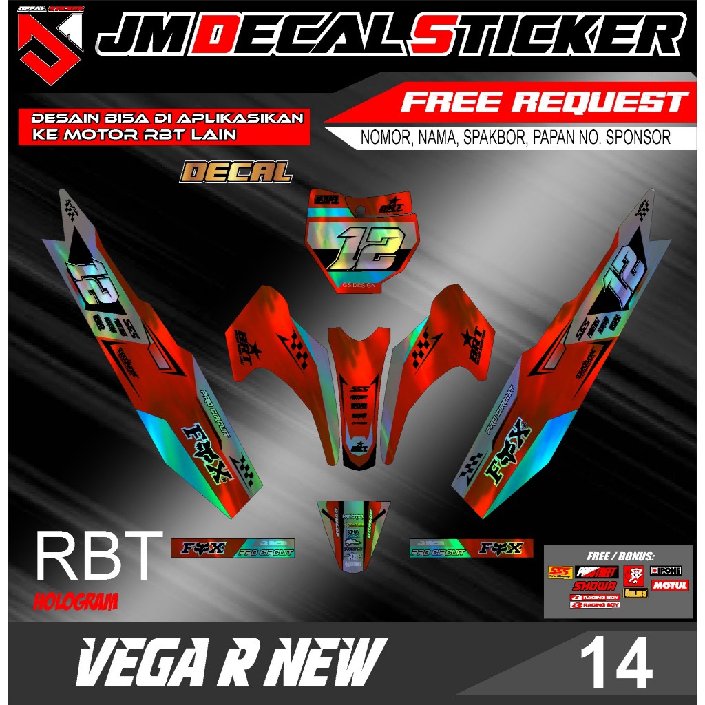 สติ๊กเกอร์ RBT STRIPING MOTORCYCLE HOLOGRAM VEGA R NEW SEMI FULL BODY MOTORCYCLE CRF KLX 150 KLX BF 