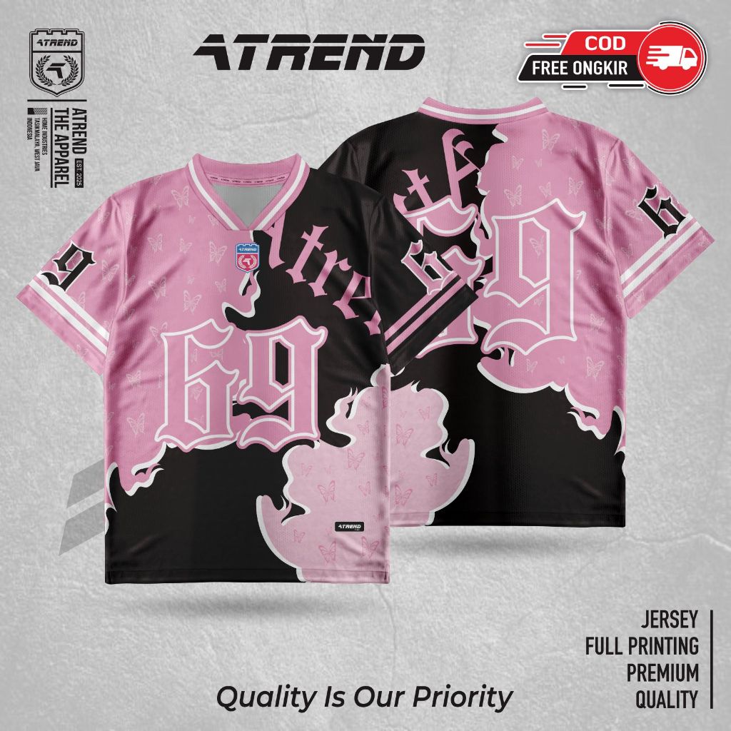 ATREND AT188 // OVERSIZE JERSEY / UNISEX STREETWEAR / Vintage Oversize Streetwear Jersey ชื่อที่กําห