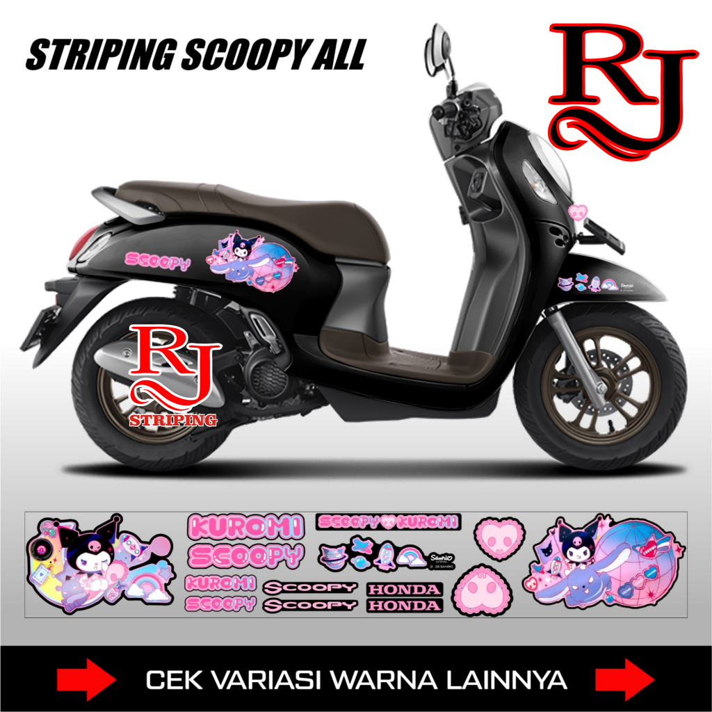 Kuromi STICKERS สําหรับ ALL Scoopy Fi / Krabu / KUROMI STRIPING STICKERS สําหรับ SCOOPY MOTORBIKES ทั้งหมด