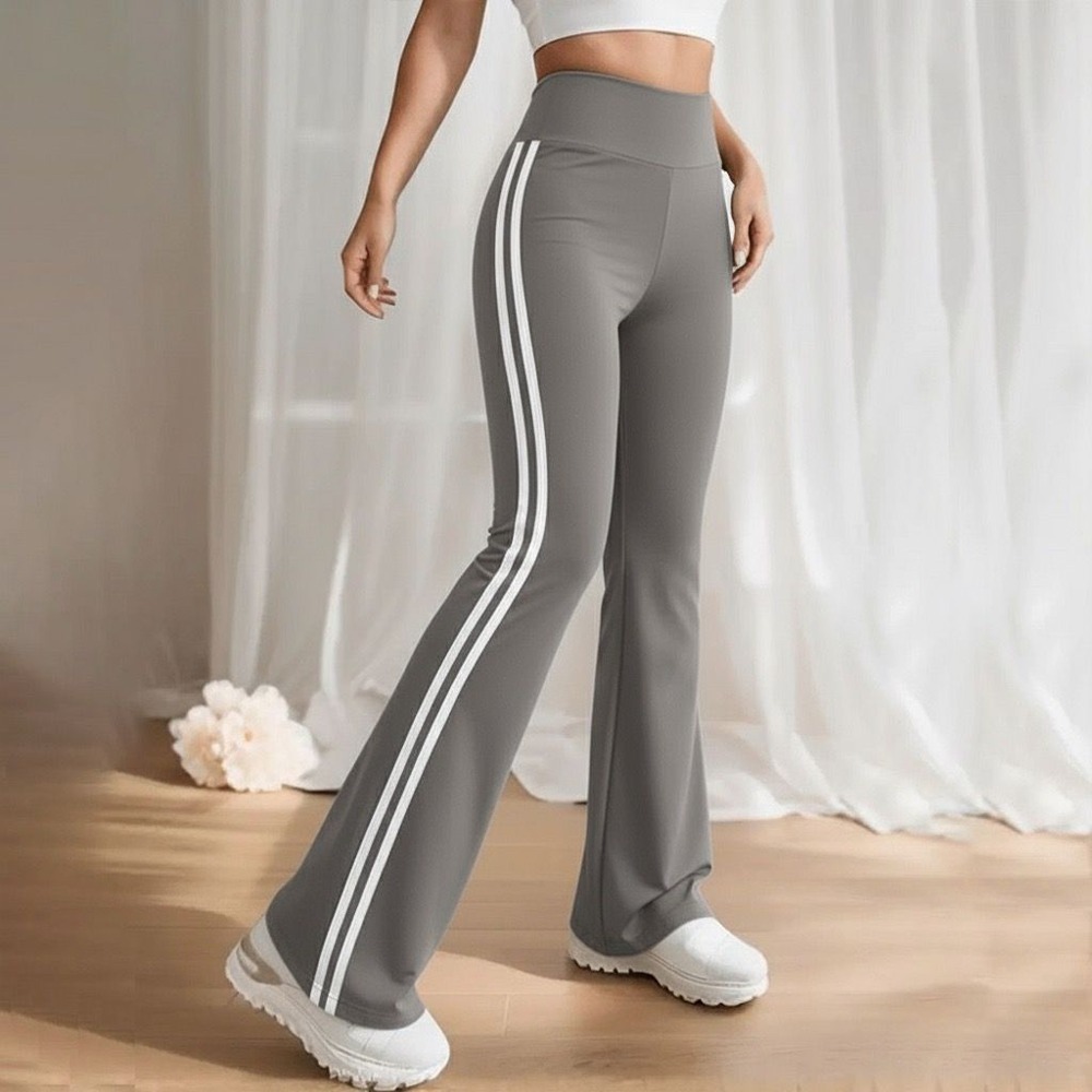 PTM - PREMIUM Highwaist Flare Pants Stripe 2 Stretch Jumbo Office Sports Gym Pilates Running Yoga 9D