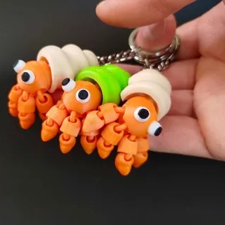 GANTUNGAN มินิน่ารัก Umang-Umang พวงกุญแจ 3D Articulated – Hermit Crab พวงกุญแจ Gemes กระเป๋าและอุปก