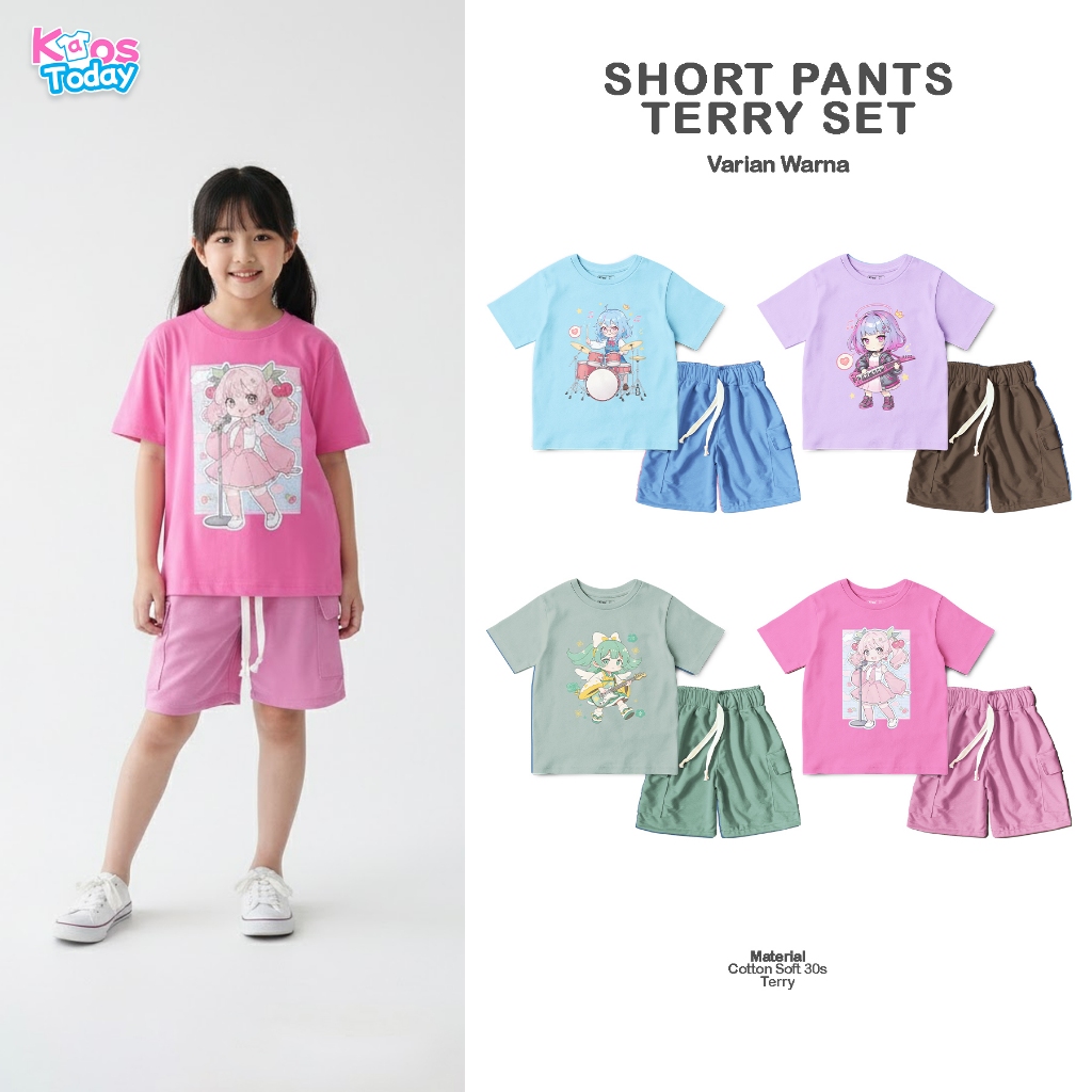 KAOSTODAY - ชุดเทอร์รี่สั้นสําหรับเด็ก Anime Series
