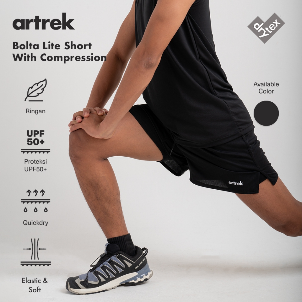 Artrek Bolta Lite สั้นพร้อมการบีบอัด,กางเกงกีฬาน้ําหนักเบาสบายสําหรับวิ่ง,เดินป่า,เทนนิส,Polel