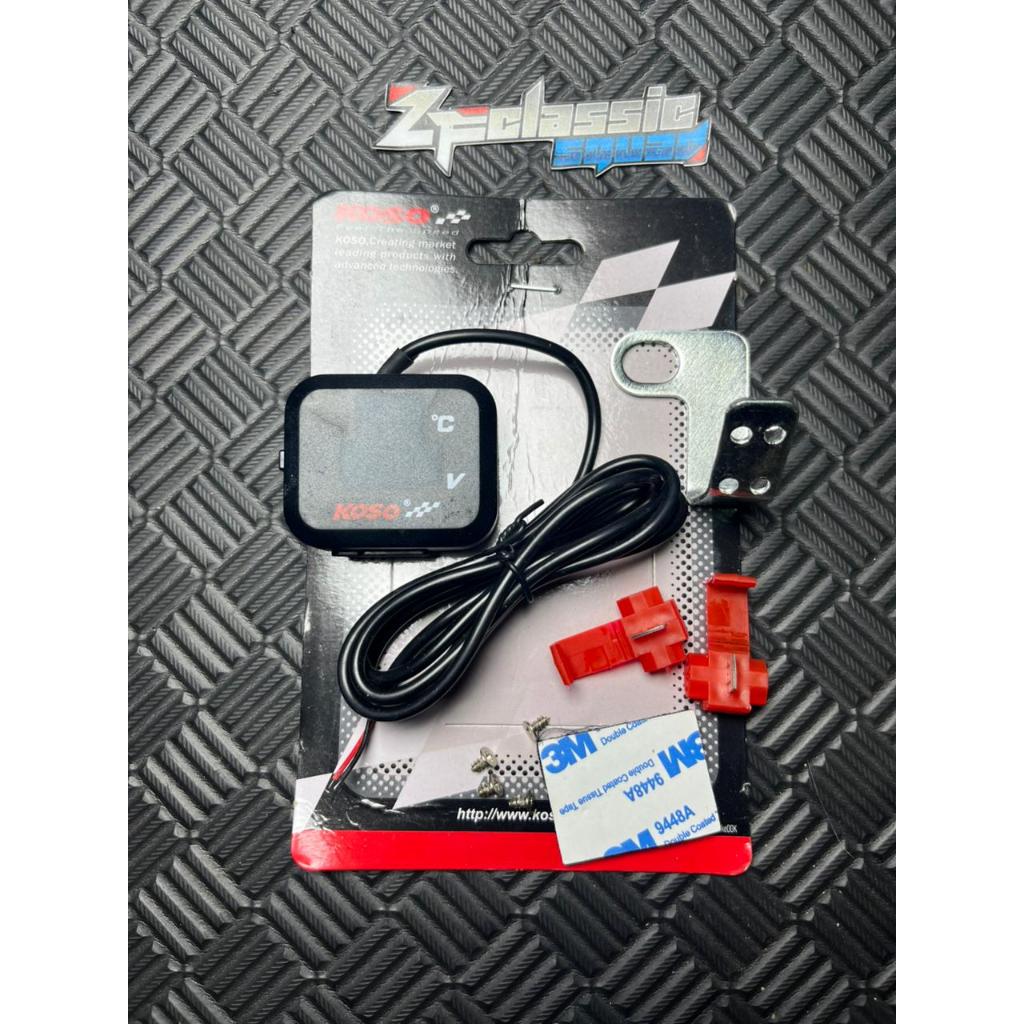 KOSO VOLT METER 3 IN 1 DIGITAL LED VOLTMETER + ภายนอก TEMPERATURE + PORTABLE USB HP CHARGER