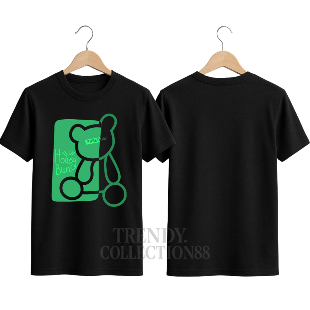 เสื้อยืด DISTRO สําหรับผู้ชายและผู้หญิงที่มี HONEYBUN FREEDOM GREEN VERSION PICTURE / HONEYBUN FREED