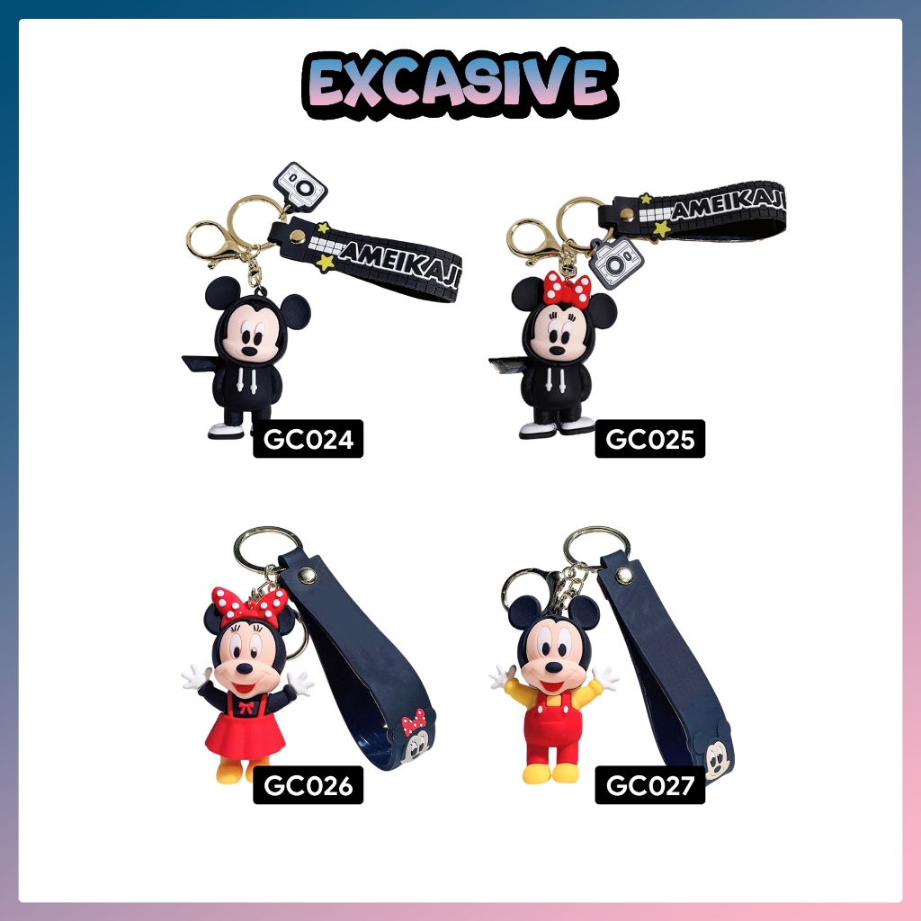 GANTUNGAN [GC] Mikey Mouse Series พวงกุญแจตัวละครคุณภาพซิลิโคนอ่อนนุ่มระดับพรีเมียม