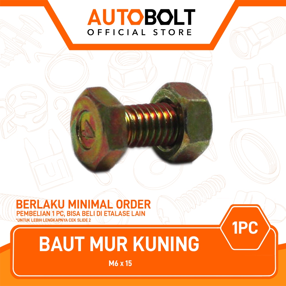 น็อตสลักเกลียวสีเหลืองสําหรับรถจักรยานยนต์ทุกประเภท / ใช้ M6x15 6x15 6 x 15 M6 Bolt Nut