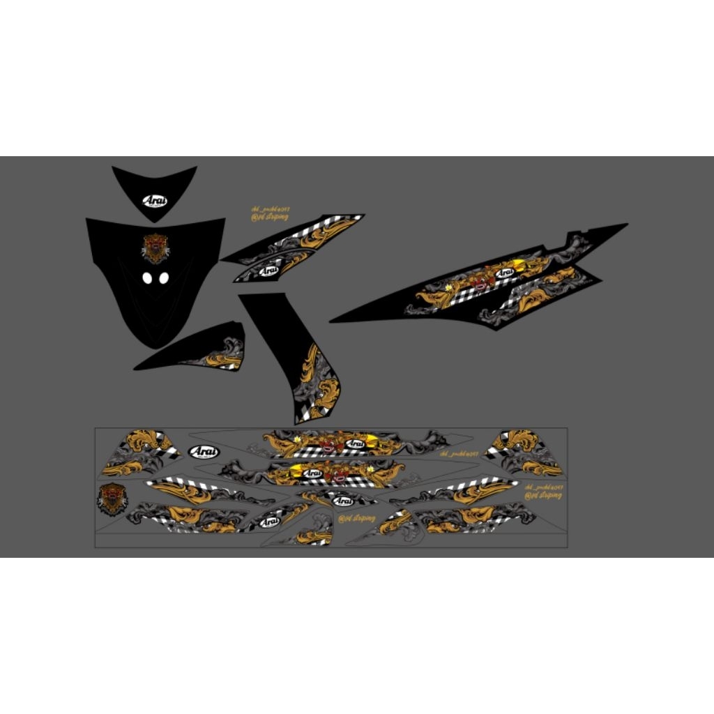 สติ๊กเกอร์แถบเต็นท์ MIO SOUL CARBON TRANSPARENT ARAI BARONGSAI DESIGN