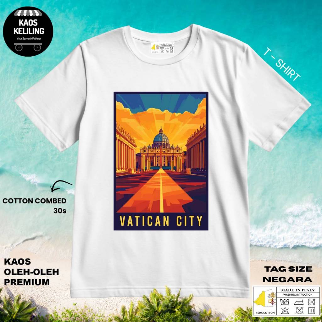 เสื้อยืดโดย VATICAN อิตาลี 2 แท็กของ STATE ASAL COTTON 30S SOUVENIR ของขวัญพรีเมี่ยม