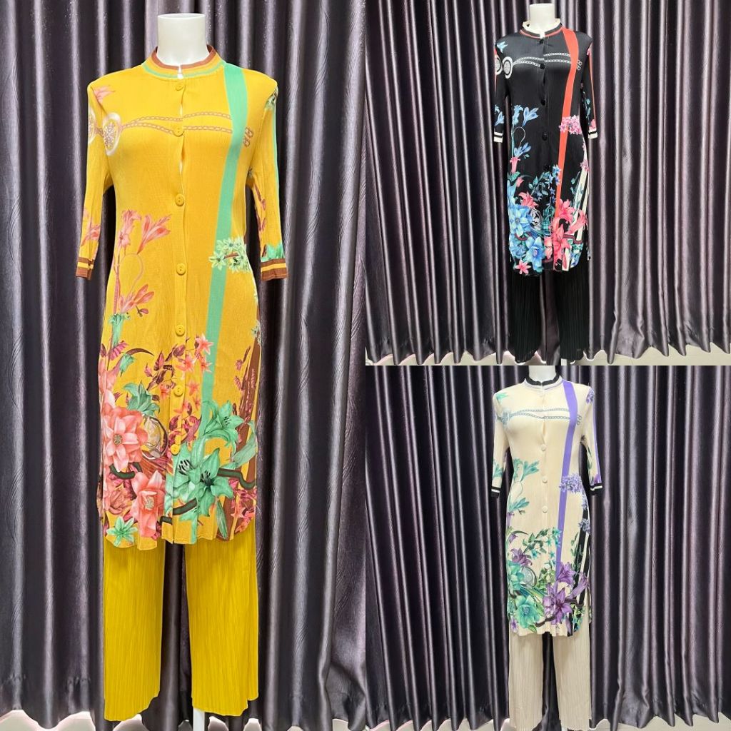 CODE 07 FLOWER MOTIF PLEASE/PLEATS TUNIC และกางเกงชุด