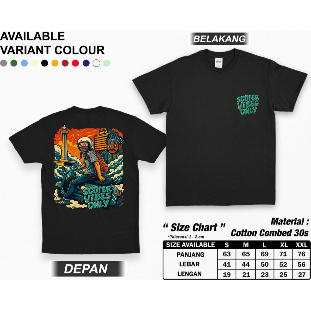 เสื้อยืดสกู๊ตเตอร์ / เสื้อยืด One Vespa Million Brothers Vibes Only