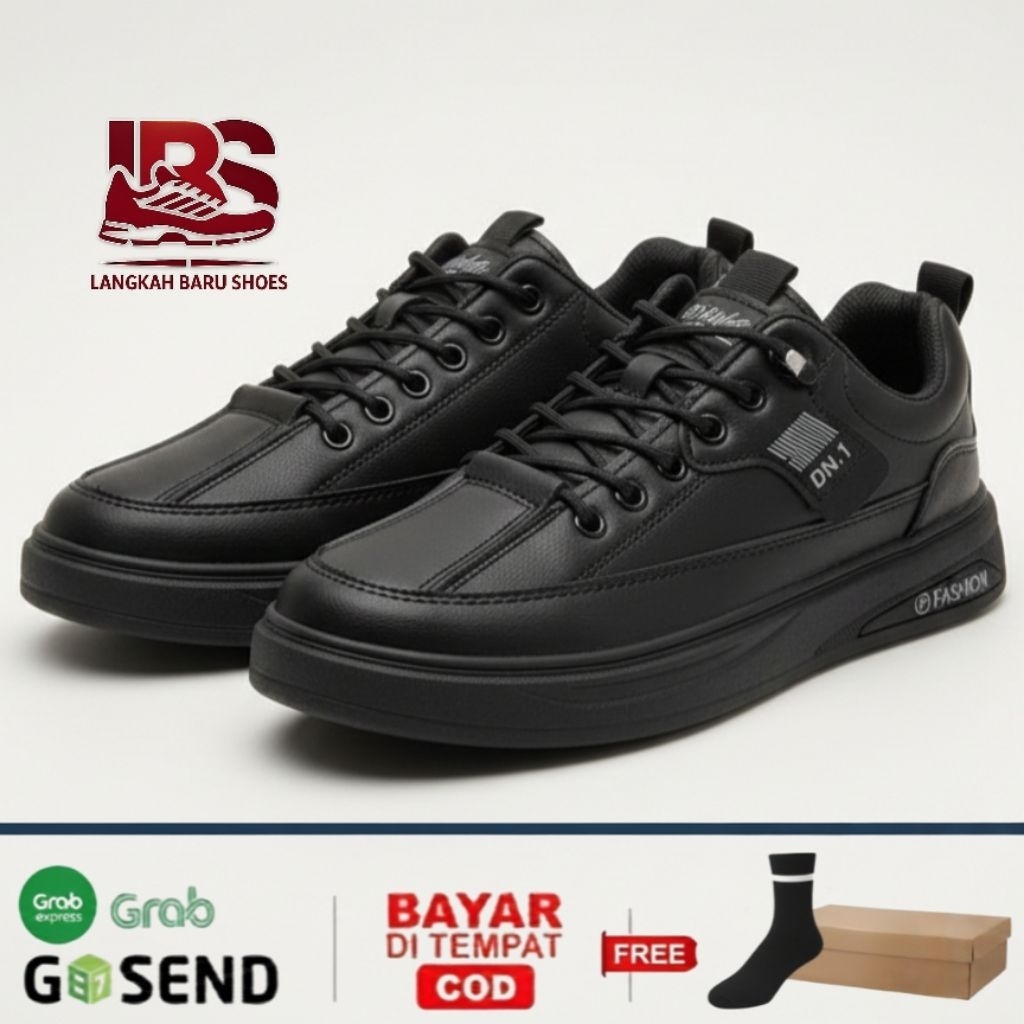 รองเท้าผ้าใบหนังลําลองสําหรับบุรุษสีดํารองเท้านักเรียนนําเข้ารองเท้าแฟชั่นสําหรับผู้ชาย ปอนด์ ว6613