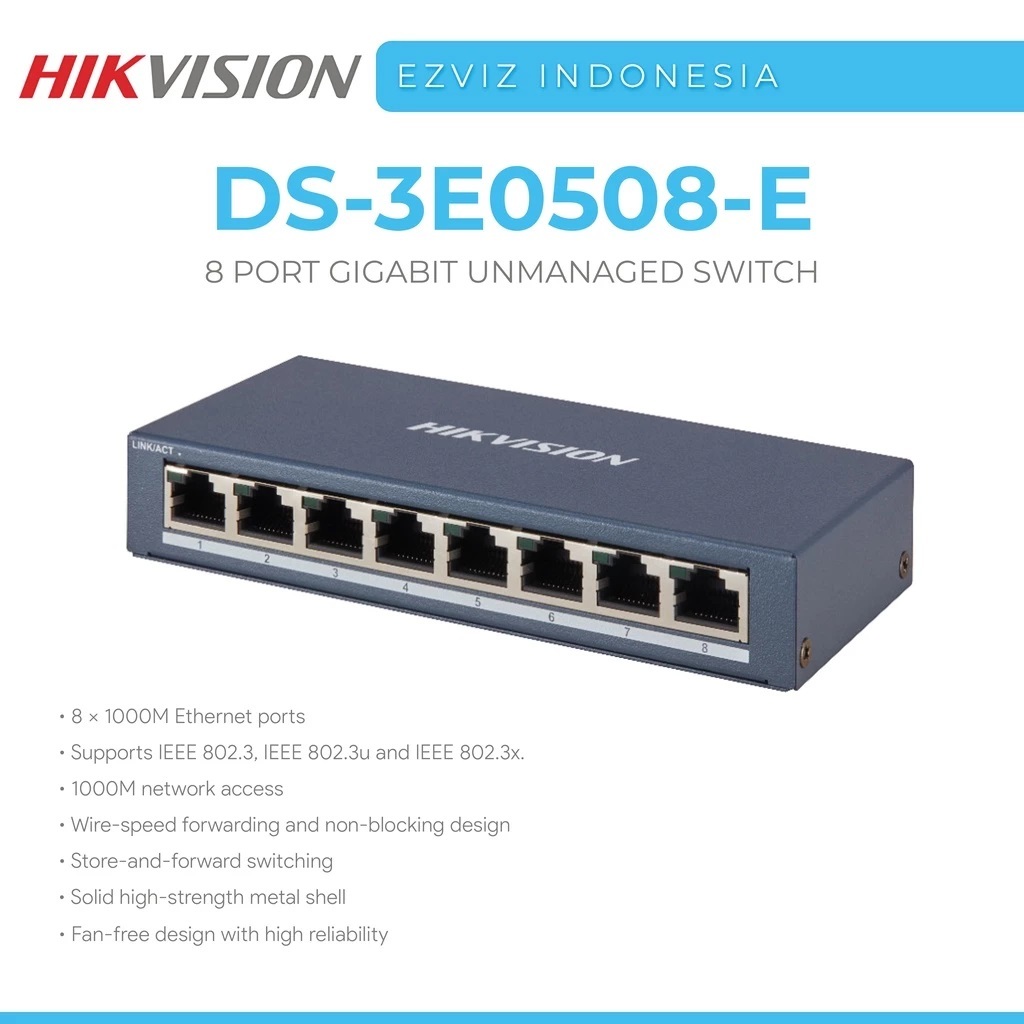 Hikvision DS-3E0508-E 8 Port Gigabit Switch รับประกัน 2 ปี