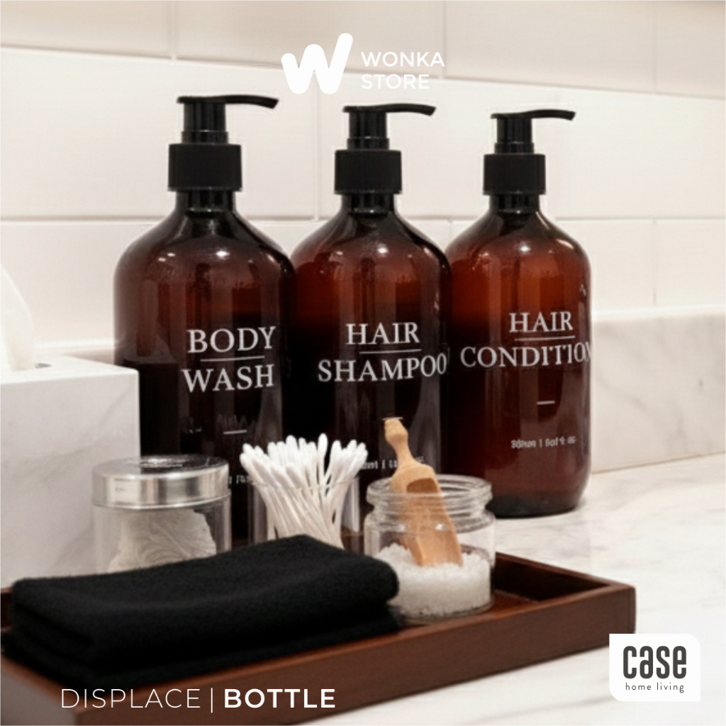 AESTTHETIC Amber Soap Bottle Refill Pump Place Bottle Dispenser Shampoo Refill Bathroom 500ml - AS