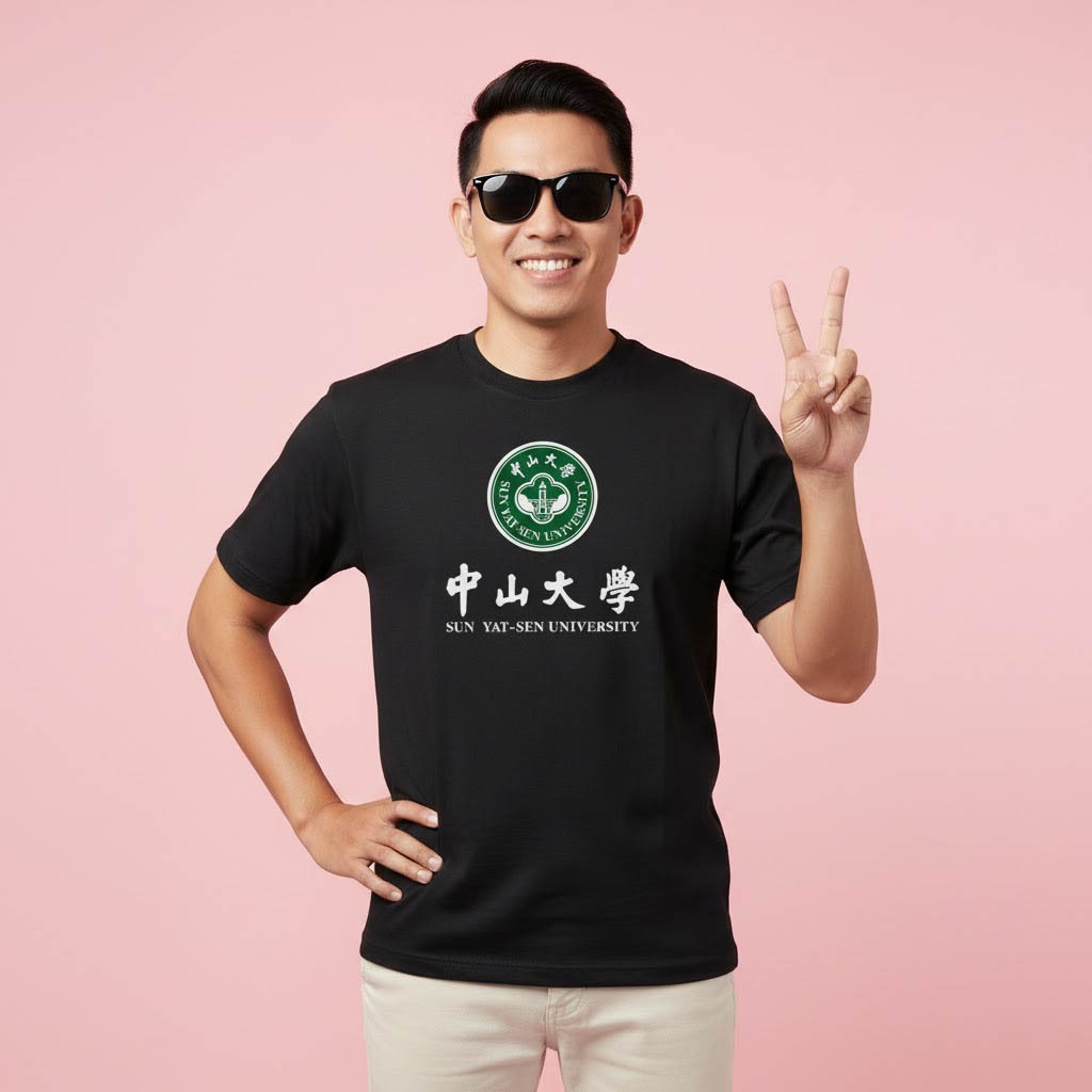 Sun Yat Sen University China เสื้อยืดหวีผ้าฝ้าย Unisex Distro Clothing