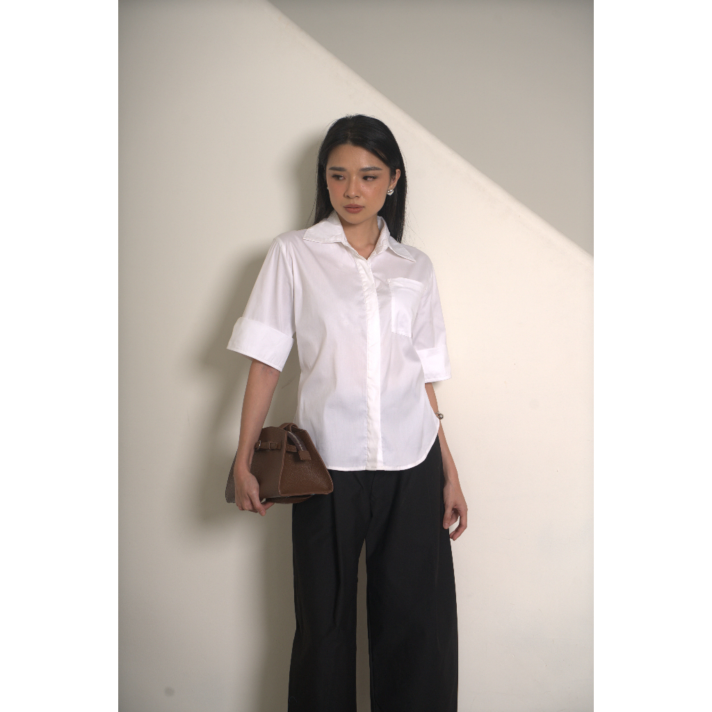 KEMEJA KATUN EVERCLO - Mijoo Top - เสื้อเชิ้ตผ้าฝ้ายแขนสั้นสําหรับผู้หญิง