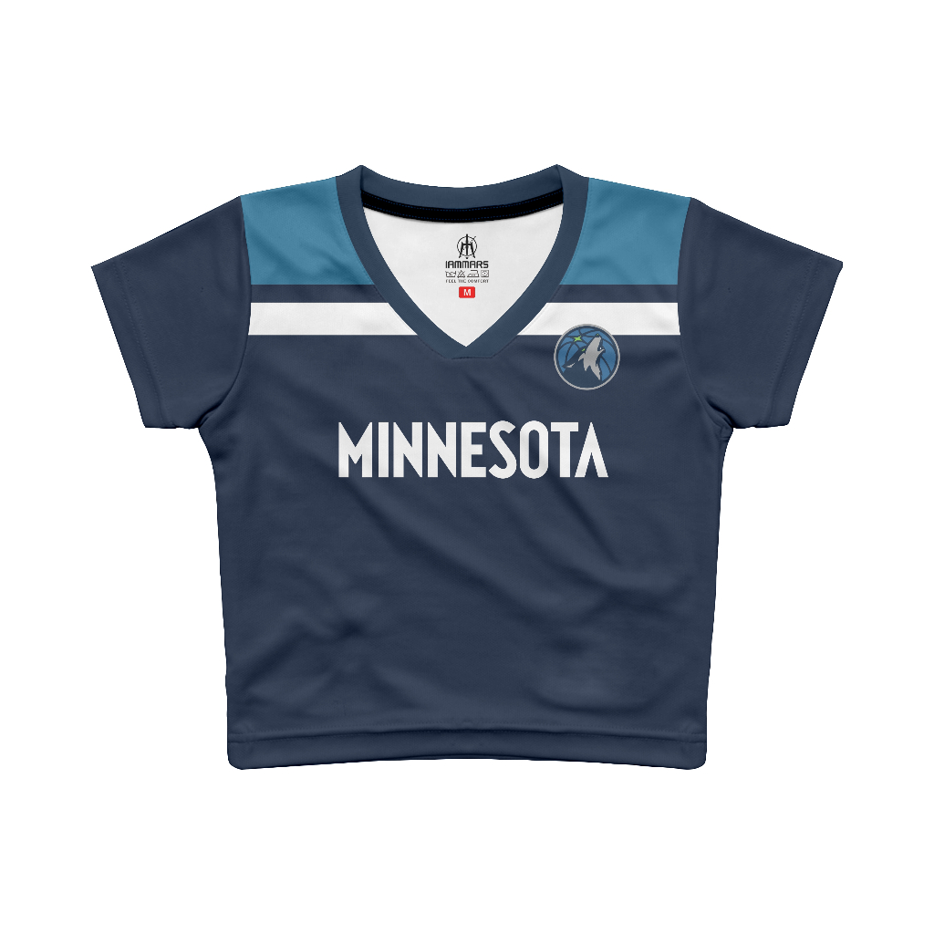 MINNESOTA WOLVES Y2K SLIM FIT PREMIUM WOMENS V-NECK CROP TOP JERSEY