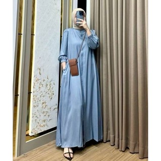 Terbaru Meyza Dress Ori Rahma Dress Tangan Kerut Rayon Motif Salur Pakaian Muslim Wanita Jumbo Busui Gamis Remaja Rayon Motif Simpel Kekinian Adem Dan Elegan
