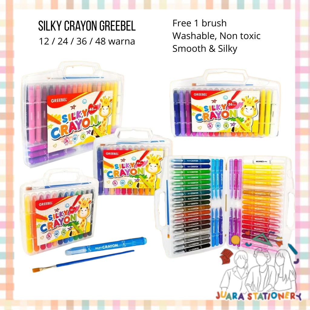 GREEBEL Silky Crayon 12 24 36 48 สี / Silky Crayon Crayon Smooth Coloring