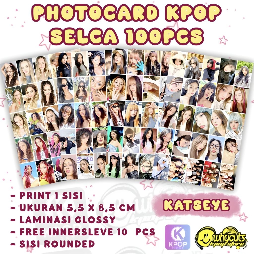 [100PCS] Katseye Selca Photocard พิมพ์เคลือบมันเงาหนา 1 ด้าน