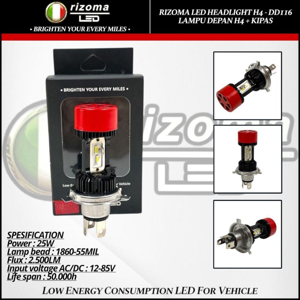 H4 ไฟหน้า DD116 H4 ไฟหน้า 25 วัตต์พัดลม 2 ด้าน 4 LEDs Plus H4 หลอดไฟ LED พัดลม Vixion Etc RIZOMA LED