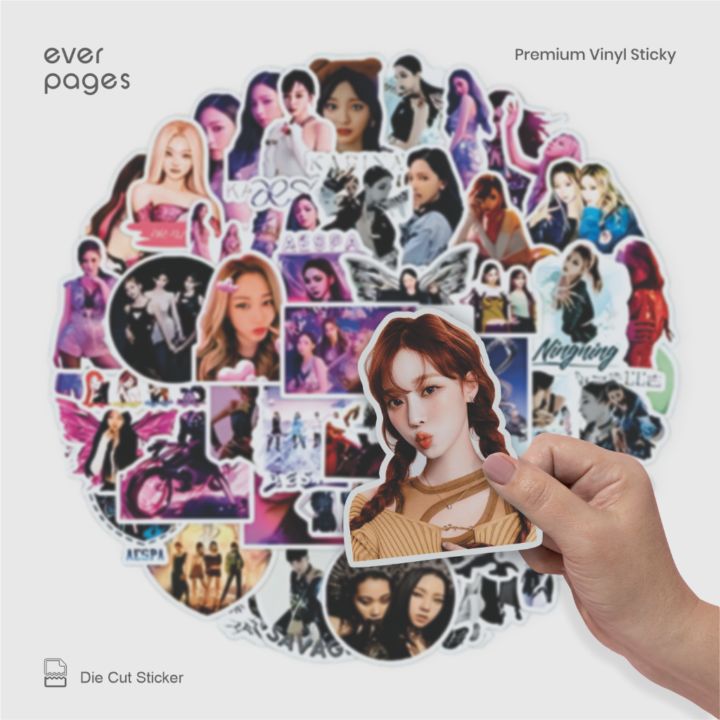 (50 ชิ้น) AESPA สติ๊กเกอร์ K-Pop กันน้ําสําหรับโทรศัพท์ แล็ปท็อป หนังสือ tumblr