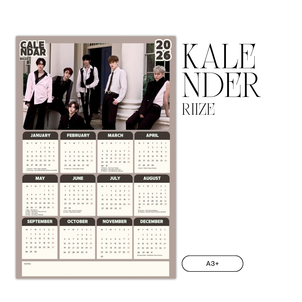2026 CALENDAR RIZE KPOP UNOFFICIAL KOREA BRIZE SHOTARO SUNGHAN EUNSEOK SEUNGHAN SOHEE ANTON