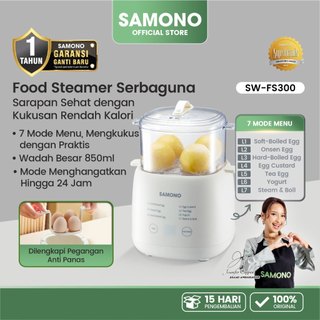 SAMONO Electric Steamer 850ml 7 Mode Pemanasan 24 Jam SW-FS300 Alat Pengukus Elektrik Wadah Kukusan Stainless Food Grade Tahan sampai 24 Jam Pemanasan Stabil Merebus Telur Yoghurt Original