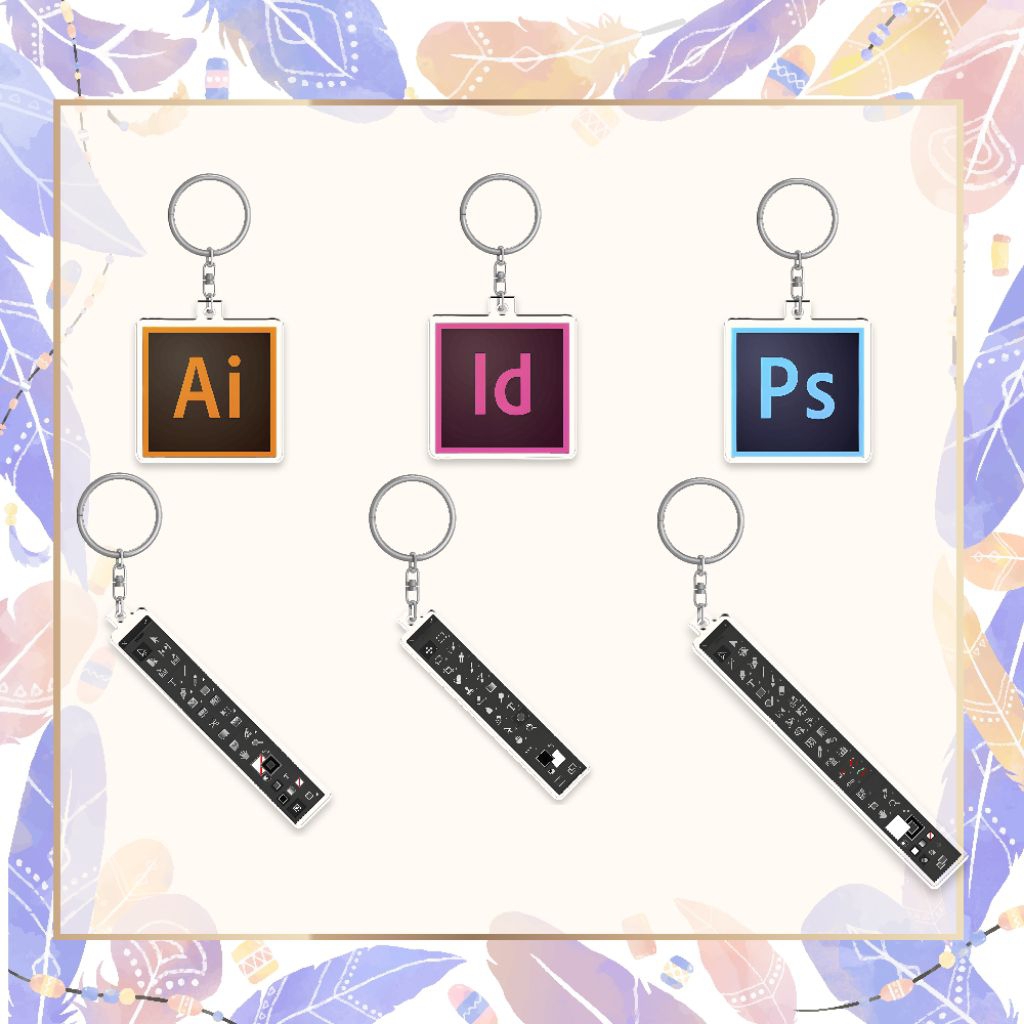 GANTUNGAN พวงกุญแจอะคริลิค พวงกุญแจอะคริลิค โลโก้ adobe Illustrator, adobe indesign, กล่องเครื่องมือ