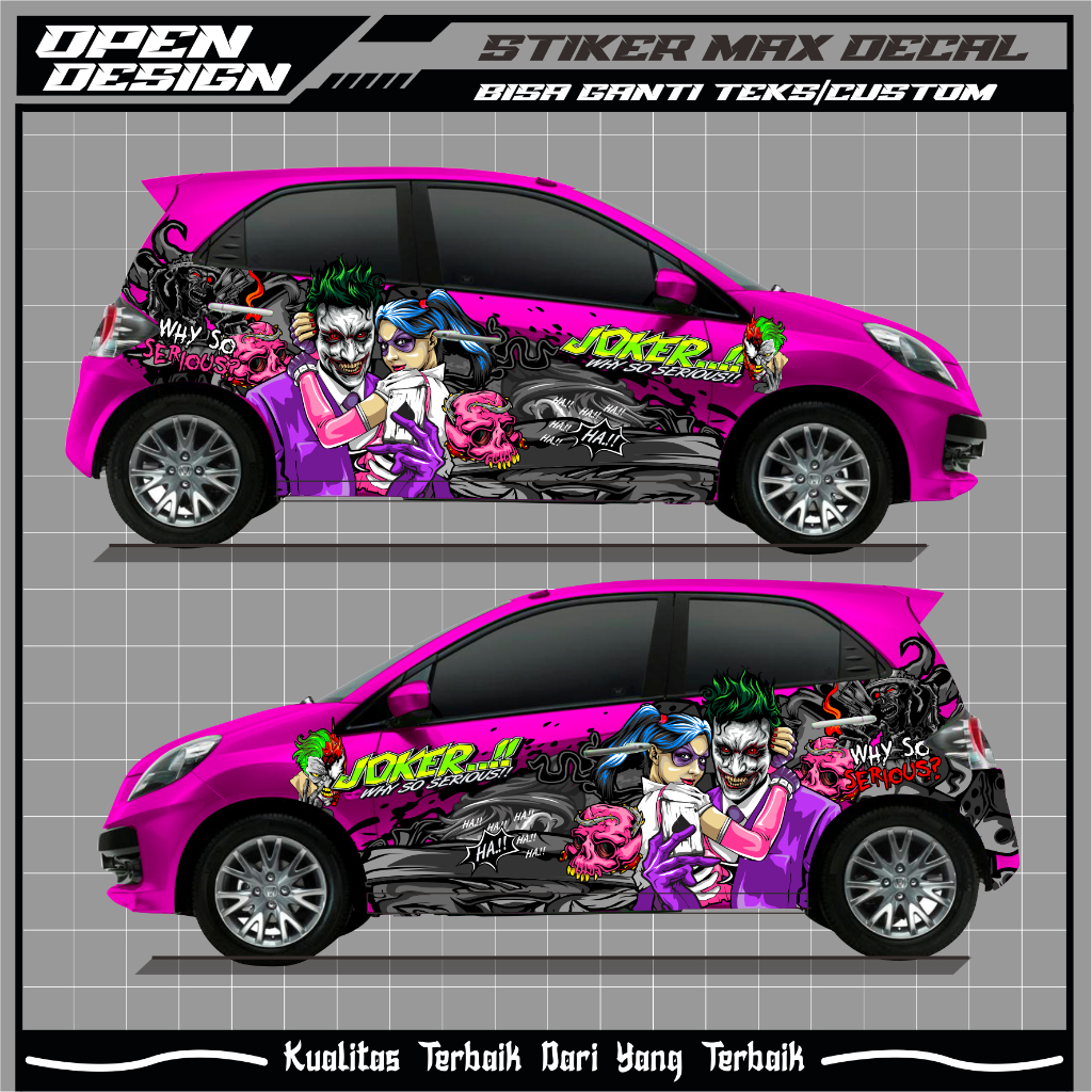 (KP-A4) FULL BODY CAR DECAL STICKERS JOKER DESIGN CAN CHANGE TEXT/CUSTOM