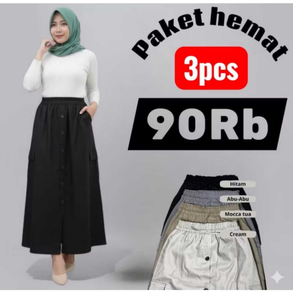 แพ็คเกจ 100K GET 3PCS CARGO SKIRT DISCOUNT BUTTON CARGO SKIRT