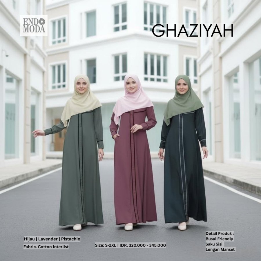 ENDOMODA Dress Ghaziyah Gamis สําหรับผู้หญิงมุสลิม, Syri, Hangout, กลุ่มศึกษาอิสลาม, วันหยุด, อินเทร